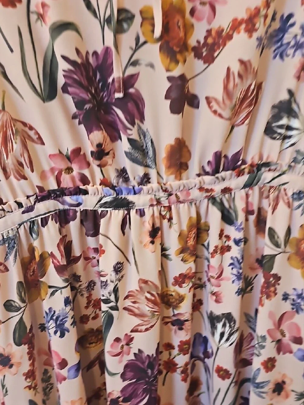 J. Crew Blush Floral Dress with Navy and Mustard Accents
